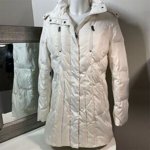 COPY - Marc New York Women's White Puffer Jacket M Detachable Hood Winter